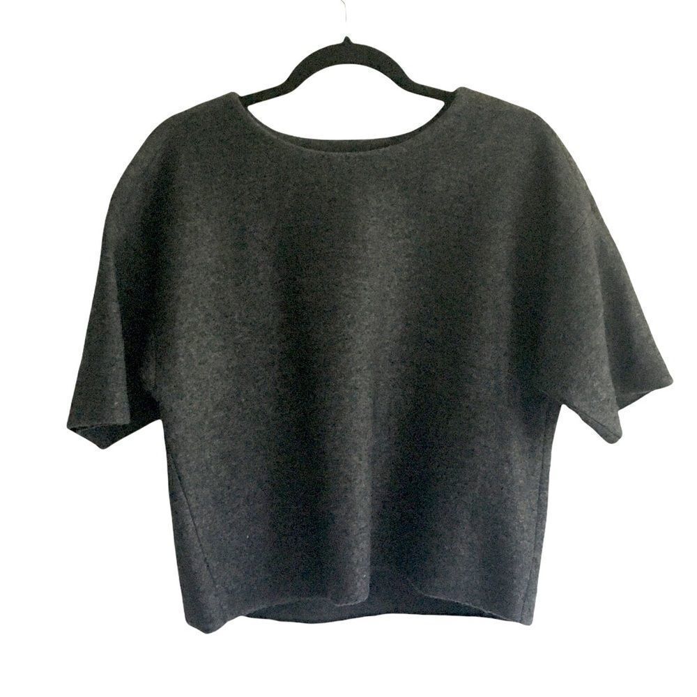 LORD & TAYLOR Wool Oversized Cropped Short Sleeve Sweater S
